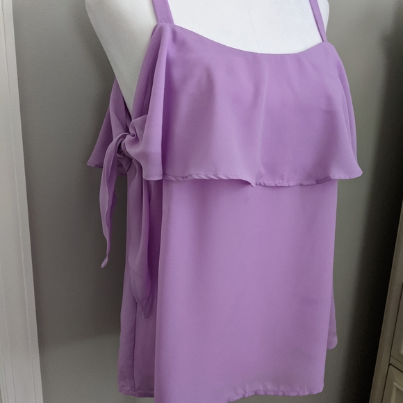 SHEIN Cold shoulder side knot foldover front top - Picture 1 of 7